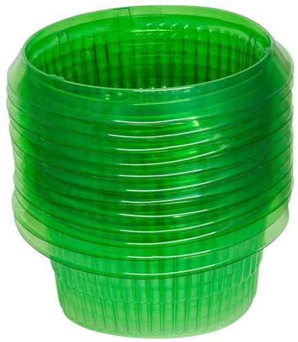 Woodside 12 Pack Slug & Snail Plant Protection Collars for Flowers – Humane, Reusable Barrier, Green Plastic, Easy to Use, 23cm x 11.5cm