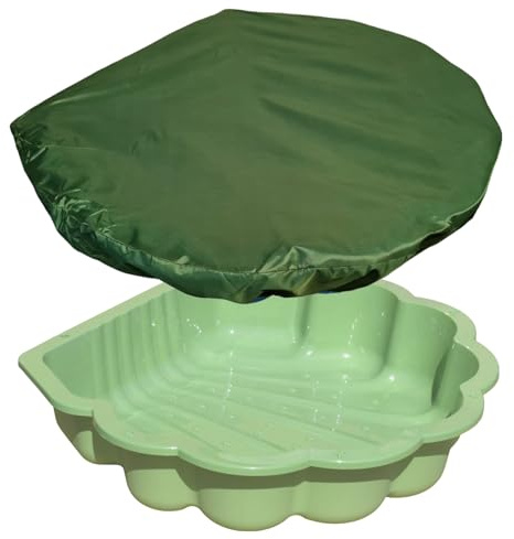 Coquillage à eau, bac à sable, avec couvercle, au choix, vert pomme avec bâche de recouvrement