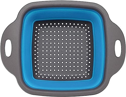 Square Collapsible Colander with Handles –Drain Basket Folding Drain Basket Creative Retractable Storage Portable Silicone Kitchen Vegetable Basket Multifunctional Drain Basket
