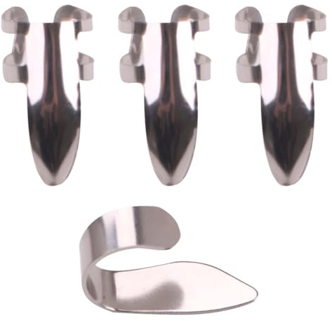 PRETYZOOM 4Pcs Stainless Steel Guitar Thumb and Index Finger Picks Set for Banjo and Acoustic Guitar, Metal Smooth Plectrums for String Plucking and Musical Instrument Accessories