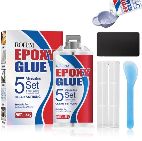 Pegamento Epoxi de 2 Componentes 85g, Adhesivo Transparente de Dos Componentes y Extrafuerte, Impermeable y Resistente Al Calor, Para Metal, PláStico, Madera, Hormigón y Cerámica