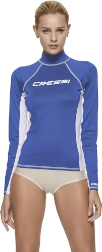 Cressi Rash Guard, Maglia Protettiva a Maniche Lunghe, in Speciale Tessuto Elastico, Protezione Solare UV/UPF 50+ Donna, Royal Blu/Bianco, L/4 (42)