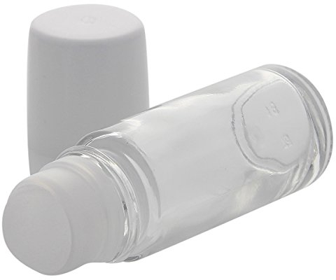 Klare Deostick Glas-Flaschen, 50ml, Kosmetex Roll-On Deo-Roller, leer zum selbst Befüllen, 3 Stück