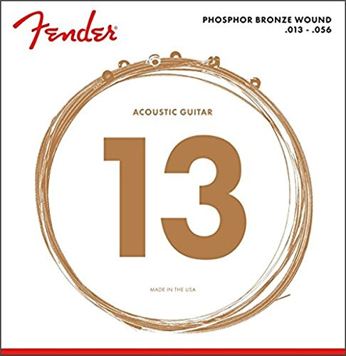 Fender Phosphor Bronze Acoustic Guitar Strings, Ball End, 60M .013-.056 Gauges, (6)