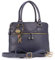 Catwalk Collection Handbags - Damen Leder Schultertasche - Umhängetasche Groß - Tote Bag - Handtasche - Abnehmbarer Schultergurt - VICTORIA - Blau