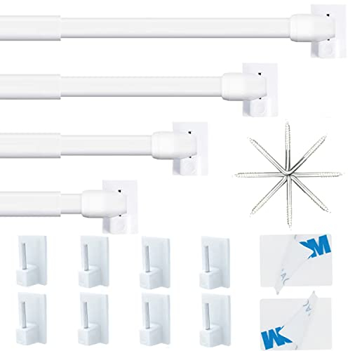2/4 Stücks Vitragestangen, Gardinenstange Ausziehbar ohne Bohren, Gardinenstangen, für Store, Schrank, Fenster, Küche, DIY-Projekte(30-50CM,Weiß) (Weiß, 30-50CM（4Stücks))