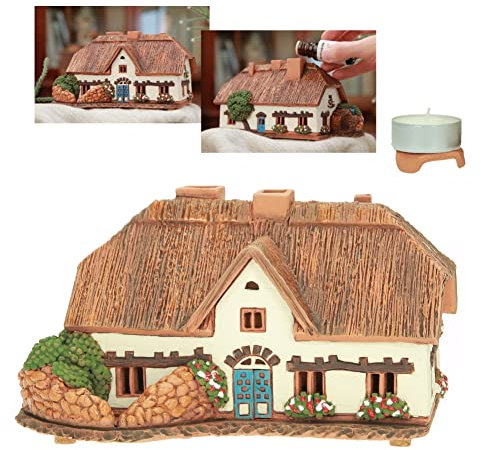 Midene Casetta luminosa aromatica in ceramica, realizzata a mano, riproduzione artistica della vecchia casa nel nord della Germania, B266AR