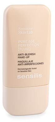Sensilis - Pure Age Perfection Fluid, Fond de Teint Haute Couvrance, avec Zinc PCA, Niacinamide et Céramides, Hydrate, Répare et Traite, pour Peaux Grasses et Acnéiques, Teinte Beige Rosé - 30 ml
