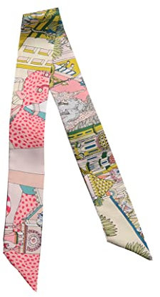 JERLA Unisex-Erwachsene Glas Haarband Seidenschal, Cheetah Pink, 33.5×1.97