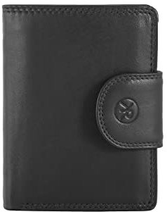 Kenorada Hochkantbörse Damen Keila | hochwertige Geldbörse für Damen | aus echtem Leder | Münzfach mit Druckknopf | 14 Kartenfächer für Kreditkarten (Black)