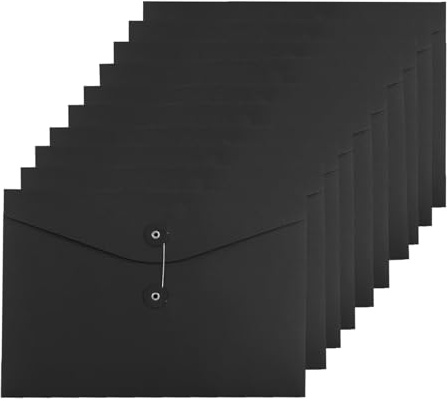 10 Stück A4 Dokumententasche Präsentationsmappe Mappen Pappe Aktenordner Sammelmappe Kraftpapier Umschläge Organisation mit Externe Taste Wickeldichtung Design Brieftasche Umschläge für Büro Schule