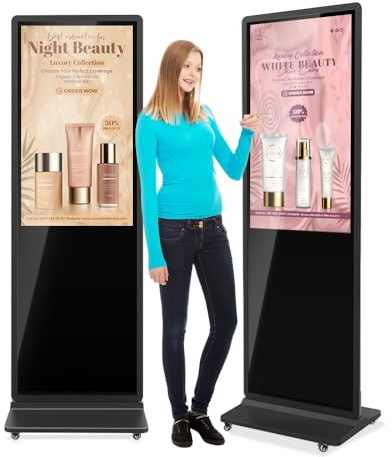 QIXZOCV Totem Pubblicitario Digitale Interattivo da 43 Pollici, Monitor Pubblicitario Touchscreen 2K UHD, Display LCD Schermo Verticale per Vetrine, Negozi, Centri Commerciali e Pubblicità