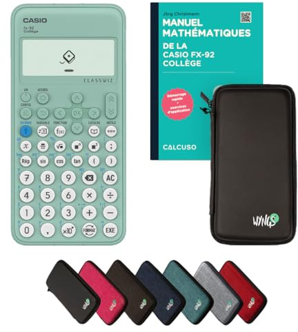 Casio fx-92 Collège Incl. Funda Protectora Negro y Libro especializado (88 páginas, DIN A5) – Calculadora científica – Smart Set (Francés)