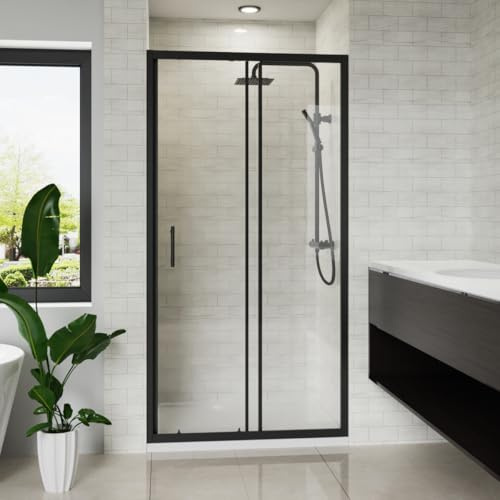 Blümme 1100mm Single Sliding Shower Door Matte Black Framed Bathroom Shower Enclosures Cubicle