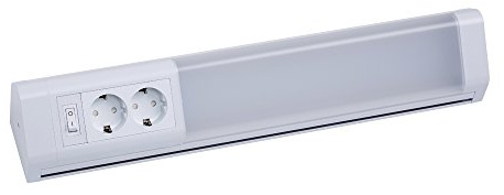 ALUSSO LIGHTING LED infälld lampa med 2 uttag, 15 W, 1 300 lm kök, neutral vit 4 000 K, köksljuslist med strömbrytare och krok 230 V, inkl. klämlist, skåpbelysning 77 cm, set om 1
