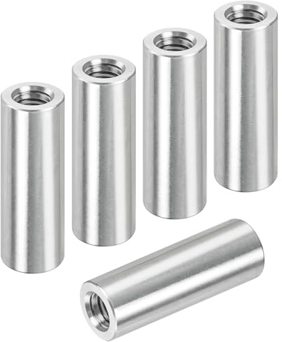 Jeboler Lot de 5 manchons filetés ronds M10 x 50 mm en acier inoxydable 304 - Écrous de connexion ronds - Écrous de connexion longs V2A - Filetage intérieur V2A - Manchons d'écartement - Écrou de tige