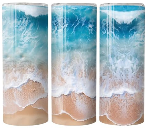 Beach Ocean Tumbler Wrap Sublimation Transfer, Coastal Waves Wrap, Sea Life Wrap, 20 oz Tumbler Wrap Transfer, Ready to Press Printed