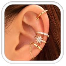 LOLIAS Ear Cuff Pendientes sin Agujero Dorados/Plata Mujer Pendientes Oreja sin Agujero Faux Piercing Oreja Helix Cartilago Ajustable Ear Cuffs Pendientes Clip Mujer sin Agujero