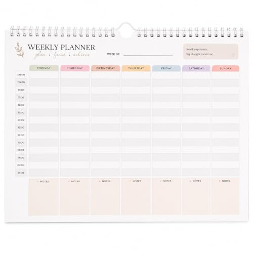 Planificador semanal de pared A4 con horas, calendario perpetuo para 6 meses, 26 páginas, hecho a mano en inglés