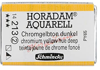 Schmincke – HORADAM® AQUARELL - feinste Künstler-Aquarellfarben, 213 Chromgelbton dunkel, 14 213 043, 1/1 Näpfchen
