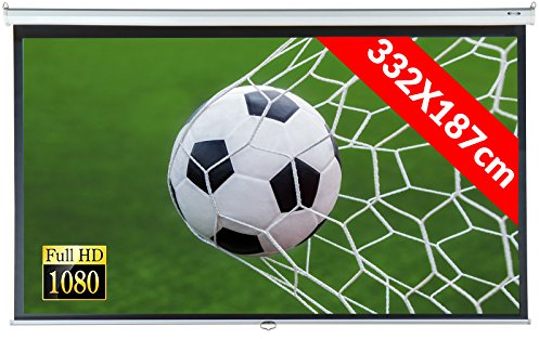 Jago Beamer Leinwand (Größenwahl) Heimkino 332x187cm (390cm Bilddiagonale/153Zoll) HDTV/3D tauglich