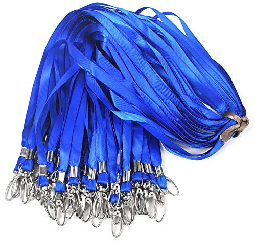 Bird Fiy Blue Lanyards 100Pcs Nylon Bulk Lanyard for Id Badges,Badge Lanyards Swivel Hooks Clips Great for Name Tags Badge (100PCS, Blue)