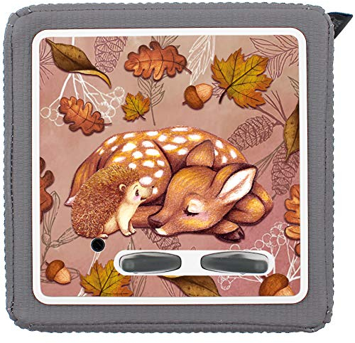 yabaduu Schutzfolie Schutzcover für Toniebox passgenau selbstklebend kindgerecht Folie Zubehör für Kinder Spielzeug (Y031-43 Herbst Igel Reh, Ohne Wunschname)