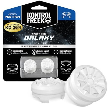 KontrolFreek FPS Freek Galaxy White Grips pour Manette PS5 | Rehausseurs de Joystick pour PS5 & PS4 | Précision & Contrôle | Blanc