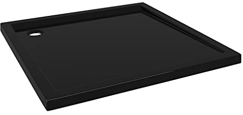 vidaXL Square ABS Shower Base Tray in Black