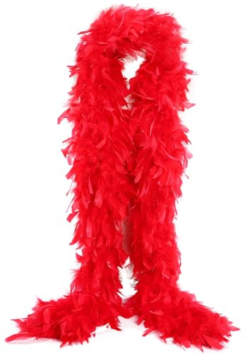 THARAHT Rosso Chandelle Tacchino Piuma Boa 2 metri 100g per artigianato fai da te casa danza matrimonio festa Halloween Costume Decorazione Piuma Boa