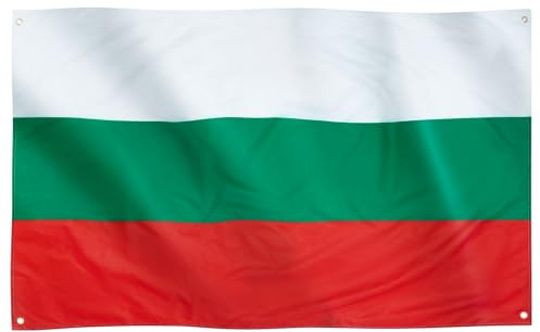 Runesol Bandera de Bulgaria, 91x152cm, 3ft x 5ft, 4 Ojales, Ojal en Cada Esquina, Bandera Búlgara, Българско знаме, Banderas Premium, Interior, Exterior, Colores Vívidos