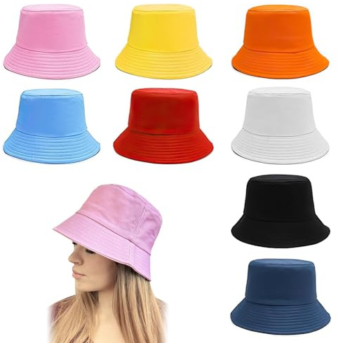 Lotvic Lot de 8 chapeaux bob unisexes pliables pour l'été, protection UV, chapeaux de pêcheur et de soleil respirants