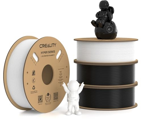 Creality Hyper PLA Filament 1.75 mm, 4 KG 3D Printer Filament PLA for High Speed Printing 30-600mm/s, Durable and Smooth, Dimensional Accuracy +/-0.03 mm, for Most 3D Printers (Black & White) 4 Pack