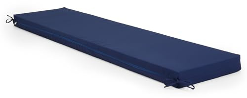 Warmiehomy Garden Bench Cushion 2 Seater, 100CM Waterproof Bench Seat Pad Long Bench Cushion Outdoor with Removable Cover & Non-Slip Straps, 8CM Thick Seat Cushions for Dining Bench Indoor(Blue)