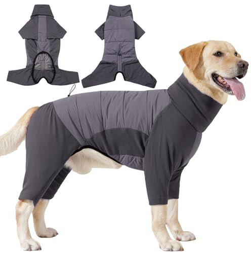 HEYWEAN Dog Fleece Coat with Legs Jumpsuit Full Body Dogs Onesie Winter Jacket Warm Dog Coats with Legs Pyjamas for Small Medium Large Dogs Fleece Jumper Winter Clothes Cold Weather Wear Pet Sweater
