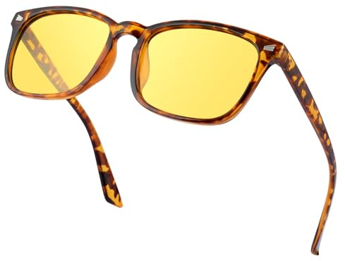 Kiiwah Occhiali Guida Notturna per Uomo Donna, Polarizzati Occhiali Visione Notturna Antiriflesso Lenti Gialle per Guida Viaggio (Stampa Leopardata)