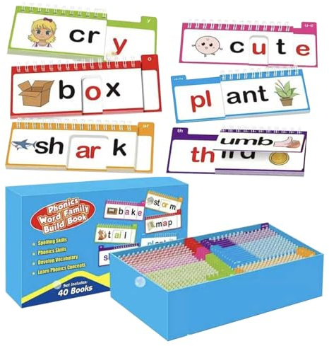 Libro de aprendizaje de vocabulario para niños – Juego de 40 tarjetas de aprendizaje, libro de ejercicios de familia de palabras, aprendizaje de idiomas juguetón, aprendizaje de idiomas | Educación de