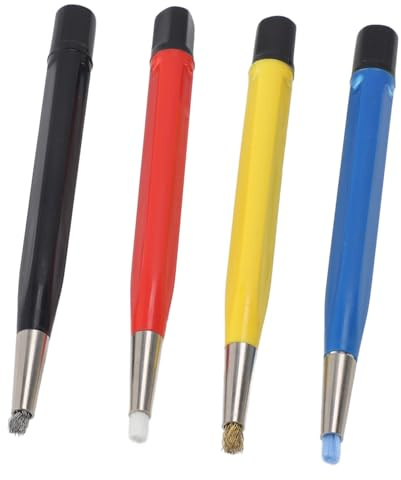 Yosoo Health Gear 4 Piece Scratch Brush Pen Kit, Adjustable Tips for Jewelry, Watch, Cleaning, Includes Steel, Brass, Fiberglass, Nylon Brushes