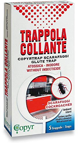 Copyr 14856 Trappola Collante per Scarafaggi, 5 Trappole, Blatte Rossi/Neri
