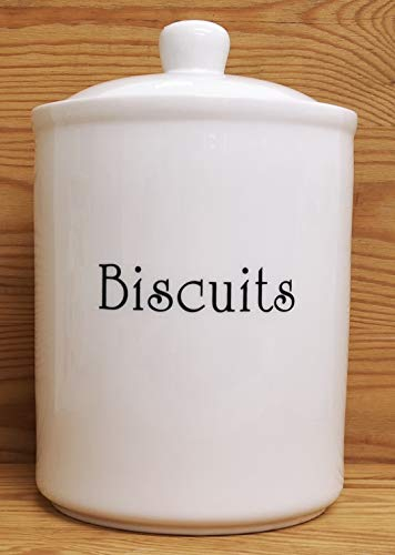 Large White Biscuits Canister Fine Bone China White Biscuits Storage Lidded Jar Hand Decorated UK