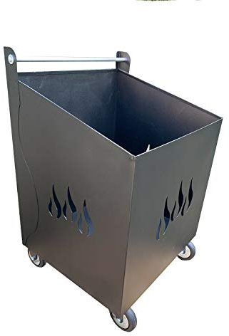 Carrello portalegna ferro battuto con fiamma 52x47x80h cm (NERO ANTRACITE)