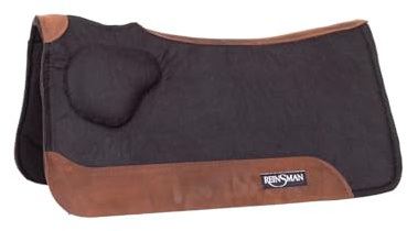 Reinsman Shoulder Fill Correction Western Saddle Pad for High Withered Horses, Supportive Felt Pad with Dense Foam Filler, Anatomical Spine, Genuine Leather Wears, 30x30, Black Wool