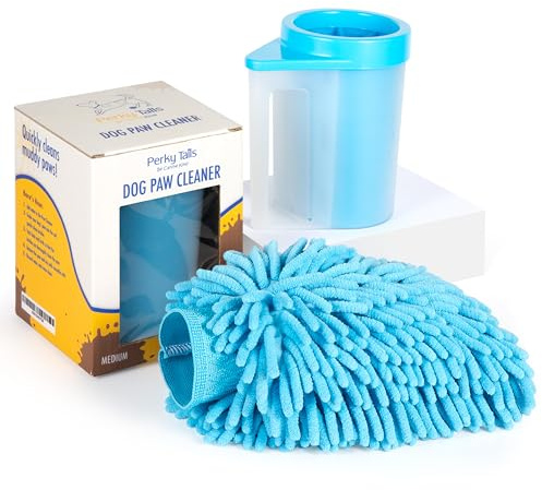 Dog Paw Cleaner Small, with Handle - Paw Cleaner for Dogs, with Micro-Fibre Drying Mitt – Small Dog Paw Washer for Beagle and Terrier Sized Dogs