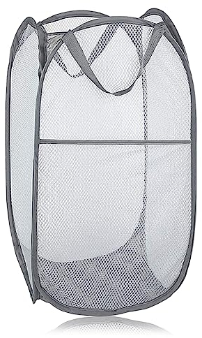 Faltbarer Wäschekorb, Groß Wäscherei Basket Pop-up Wäschekorb Netz Faltbarer Stoffkorb Runde Fächer Wäschesammler Schmutziger Laundry Baskets Ablagekorb Eimer mit Henkel