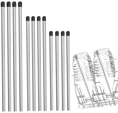 JOYSKY 12 Stück Spülmaschineneinsatz Flaschen Kompatibel Edelstahl Flaschenhalter mit Sodastream 3 Größen 27 cm 22 cm15.5 cm für Gängigen Spülmaschine Geschirrkorb,Rostschreck für Spülmaschine