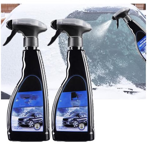 Godemmio Spray antigelo e sbrinamento per vetri auto, spray antigelo per parabrezza auto, spray per sciogliere il ghiaccio, spray per sciogliere la neve, spray antigelo (2 pezzi)