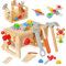 OSDUE Werkzeugkoffer Kinder Spielzeug, Montessori Spielzeug Junge Mädchen Holzspielzeug Werkzeugkasten, Kinderwerkzeug Lernspielzeug Werkzeug Koffer Kinder Kinderspielzeug Spiele ab 3 4 5 6 Jahren
