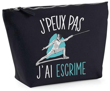 Trousse Noir Escrime J'peux Pas | Pochette Toilette Maquillage Idée Sac Cadeau