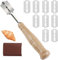 Yitobici Cuchillo de panadero, navaja para masa, herramienta para cortar pan, cuchillo baguette de mango largo para cuchillo para marcar pan, con 10 hojas y funda protectora de cuero