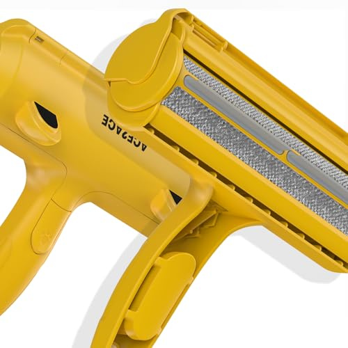 ACE2ACE Pet Hair Remover Roller, Reusable Animal Hair Removal Brush for Dogs and Cats, Easy to Clean Fixed Areas Pet Fur from Carpet, Furniture, Rugs, Stairs, Bedding and Sofa-Yellow